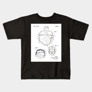Football Helmet Patent - Football Art - Black And White Kids T-Shirt